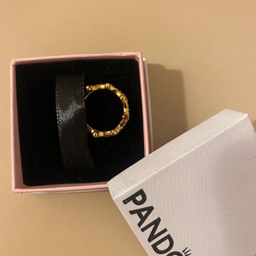 Pandora Gold Crown Ring with White Accents